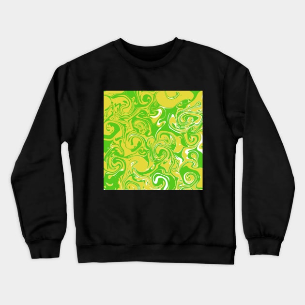 Green and Yellow Marble Swirl Abstract Art Design Crewneck Sweatshirt by AussieMumaArt